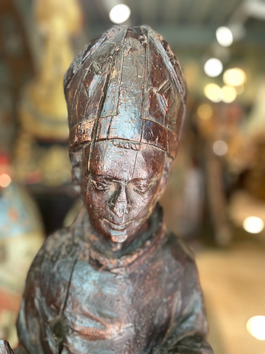 Bust Of Saint Bishop Of 15th Century-photo-5
