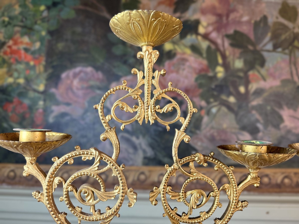 Paire De Chandeliers à Cinq Lumières - XIXe-photo-2
