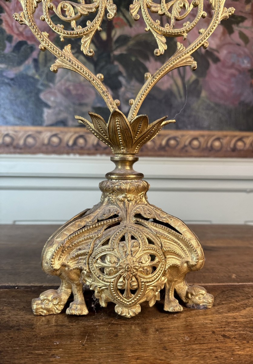 Paire De Chandeliers à Cinq Lumières - XIXe-photo-3