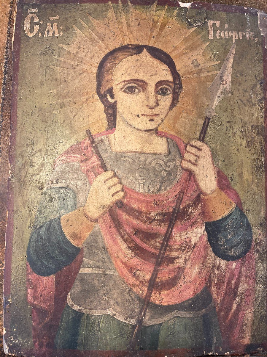 Great Moldavian Icon Of Saint-georges - Nineteenth-photo-2