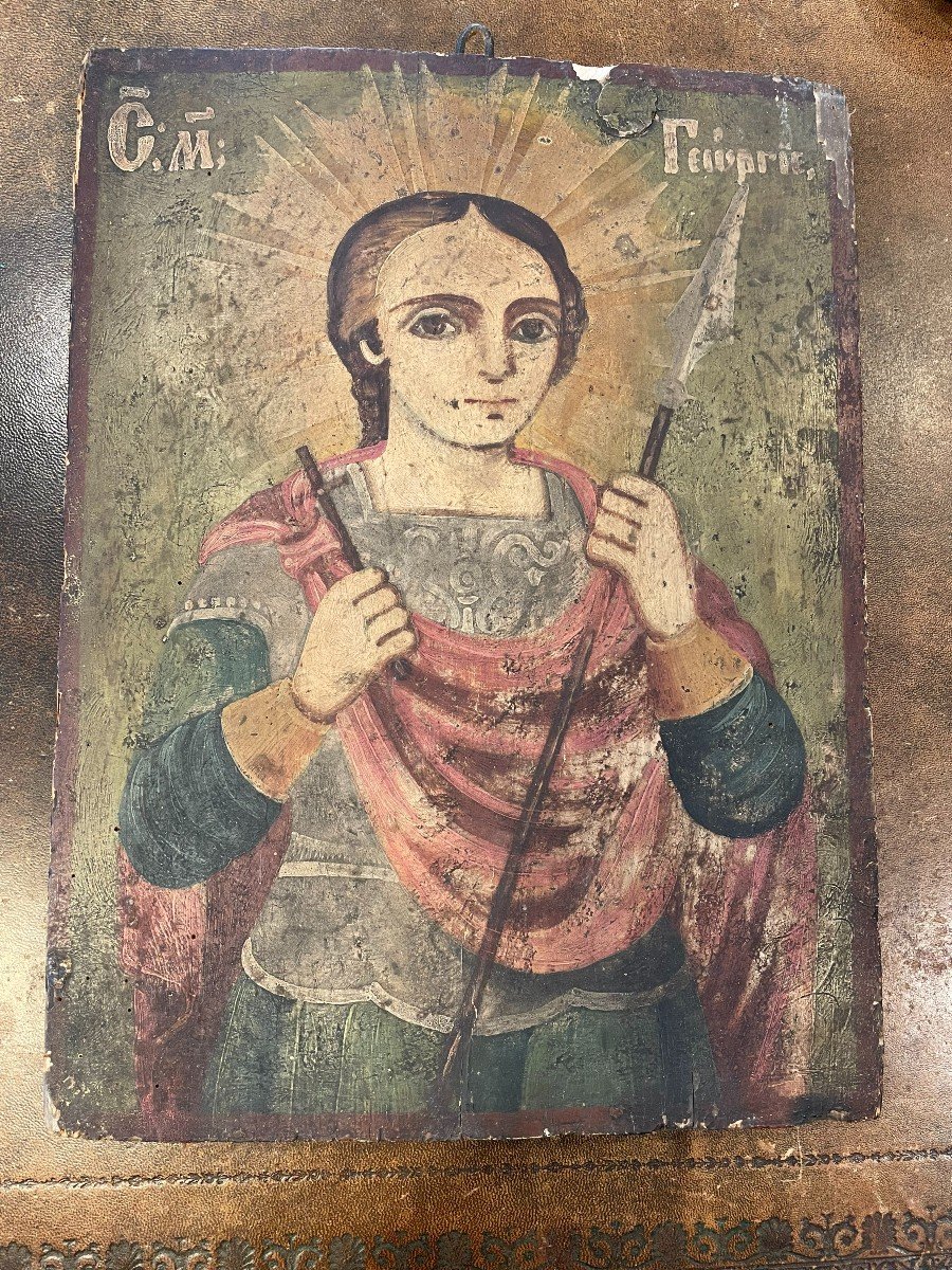 Great Moldavian Icon Of Saint-georges - Nineteenth-photo-3