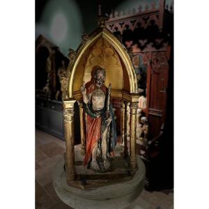 Sculpture Of Christ Blessing - Altarpiece Element - XVIth