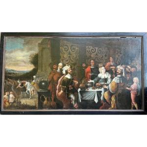  Frans Francken Et Son Atelier - Le Banquet d'Esther - début XVIIe 