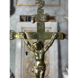Croix d'Autel En Laiton - XVIIIe