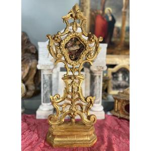 Monstrance Of Saint Agatha With Flowers - 18th Century