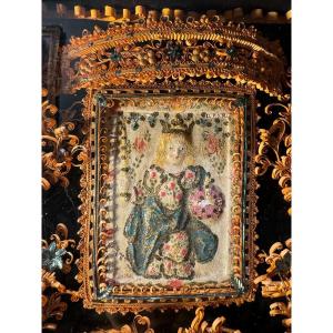 Grand Reliquaire De Saint Germier Avec L’enfant En Pâte De Reliques – XVIIIe