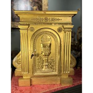 Wooden And Gilded Stucco Tabernacle - 19th Century  