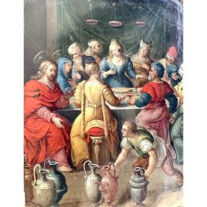 Les Noces De Cana - Huile Sur Cuivre - Début XVIIe 