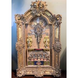 Retable Reliquaire baroque aux 27 reliques – circa 1740
