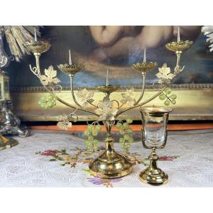 Sanctuary Night Light And Its Grape Candelabra - 20th Century 