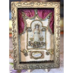Reliquary Painting Of Saint Venerande - 18th Century 