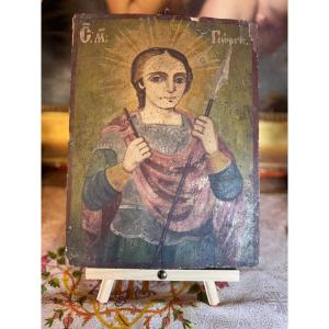 Moldavian Icon Of Saint George - 19th Century 