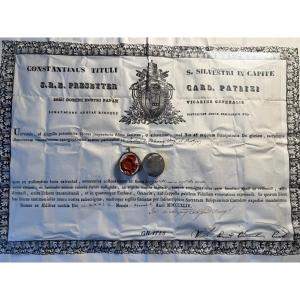 Thèque reliquaire de Sainte Philomène et son authentique - 1844  