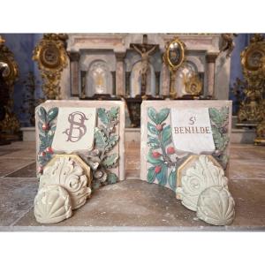 Paire de consoles de chapelle - Saint Bénilde - XXe