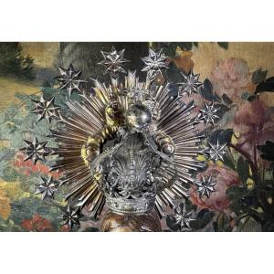 Vierge En Oraison Et Sa Couronne d'Argent - XVIIIe