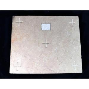 Beige Marble Altar Stone - 19th Century