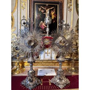 Paire d'ostensoirs en argent - Armand Caillat - XIXe