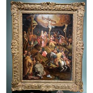 Tableau Religieux - La Crucifixion - école Hollandaise Vers 1600