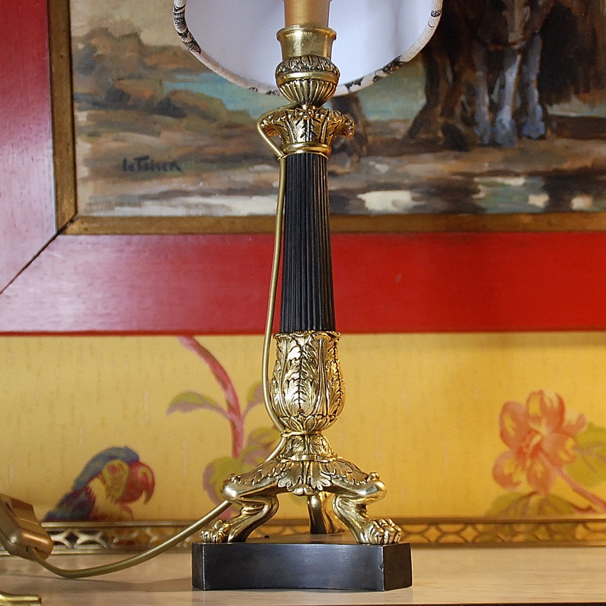 Pair Of Candlesticks Mounted As Lamps - Empire Period.-photo-2