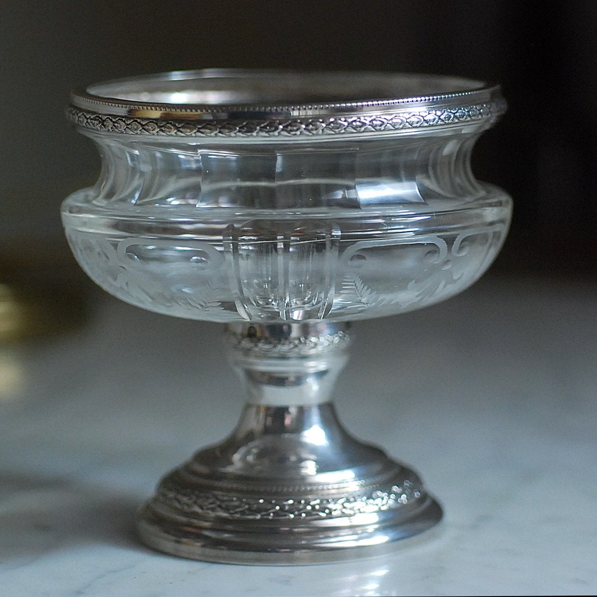 Small Cup In Cut Crystal And Solid Silver-photo-3