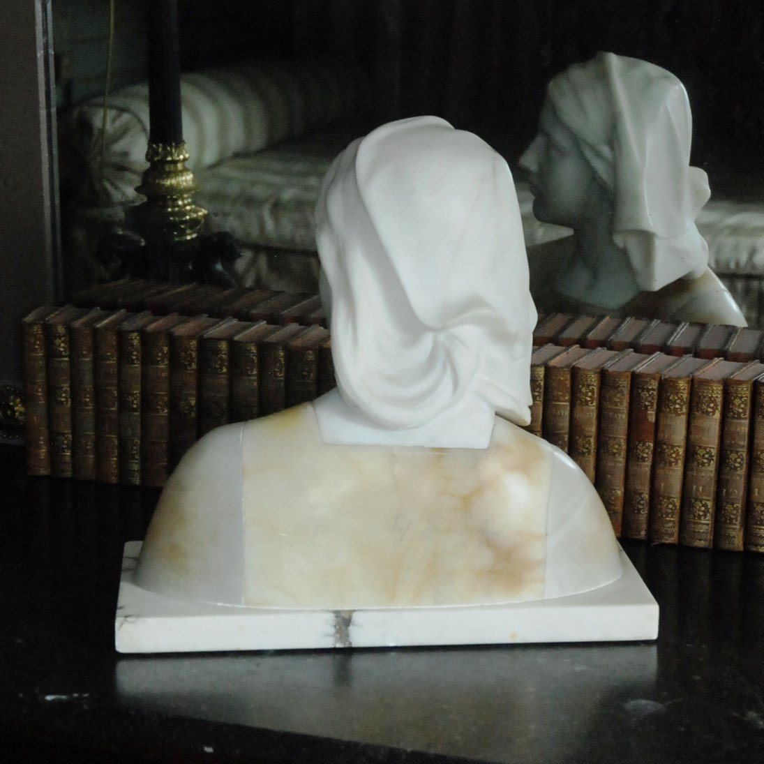 Bust Of Joan Of Arc In Alabaster By Giuseppe Bessi -photo-3