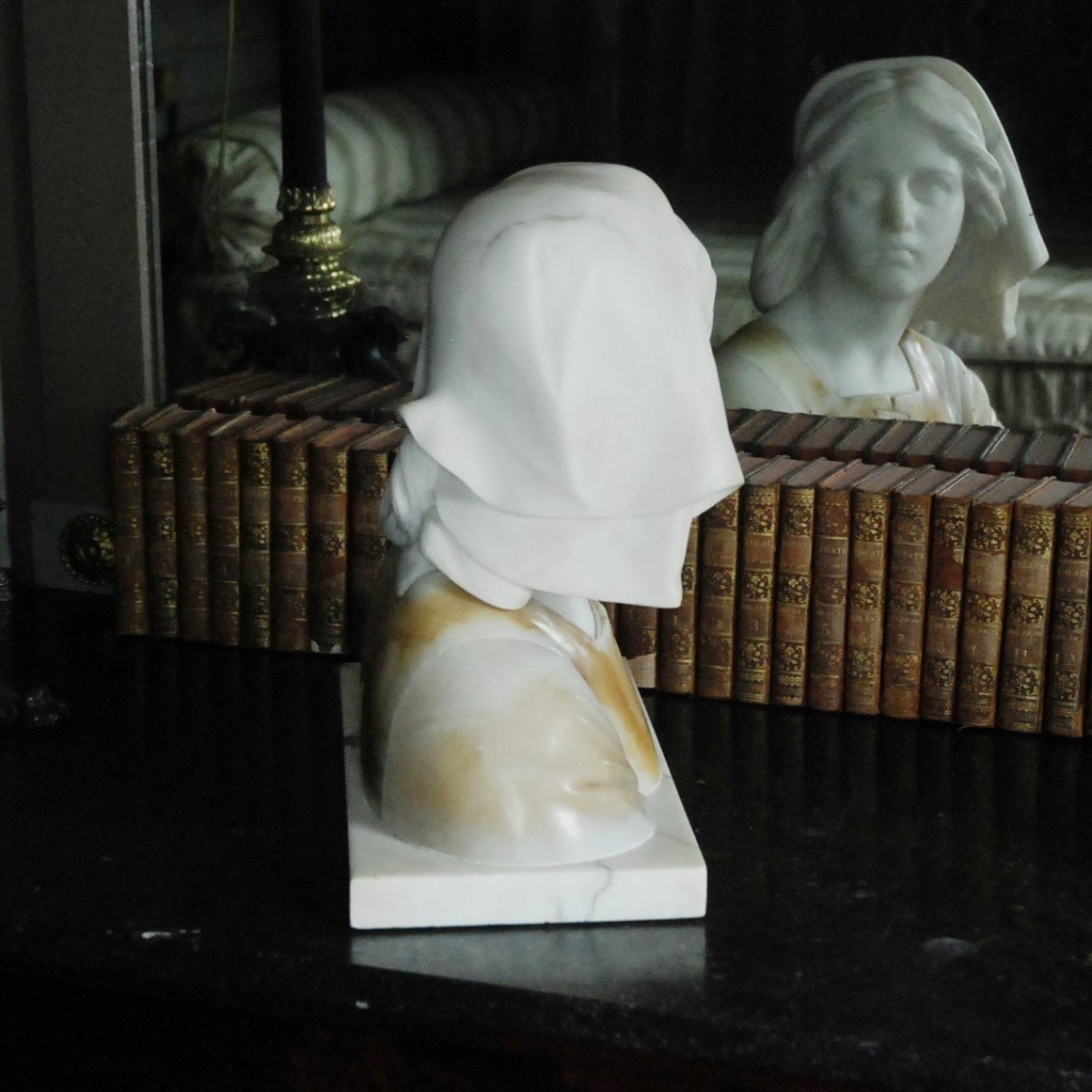 Bust Of Joan Of Arc In Alabaster By Giuseppe Bessi -photo-4