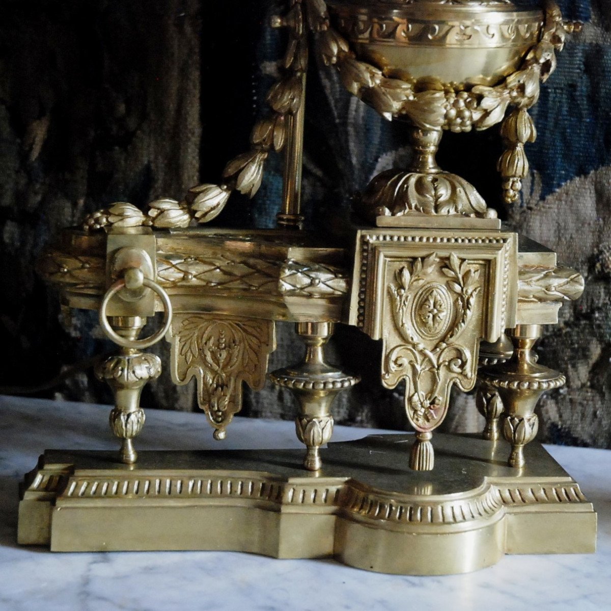 Pair Of Louis XVI Style Bronze Fireplace Fronts, Mounted As Lamps-photo-4