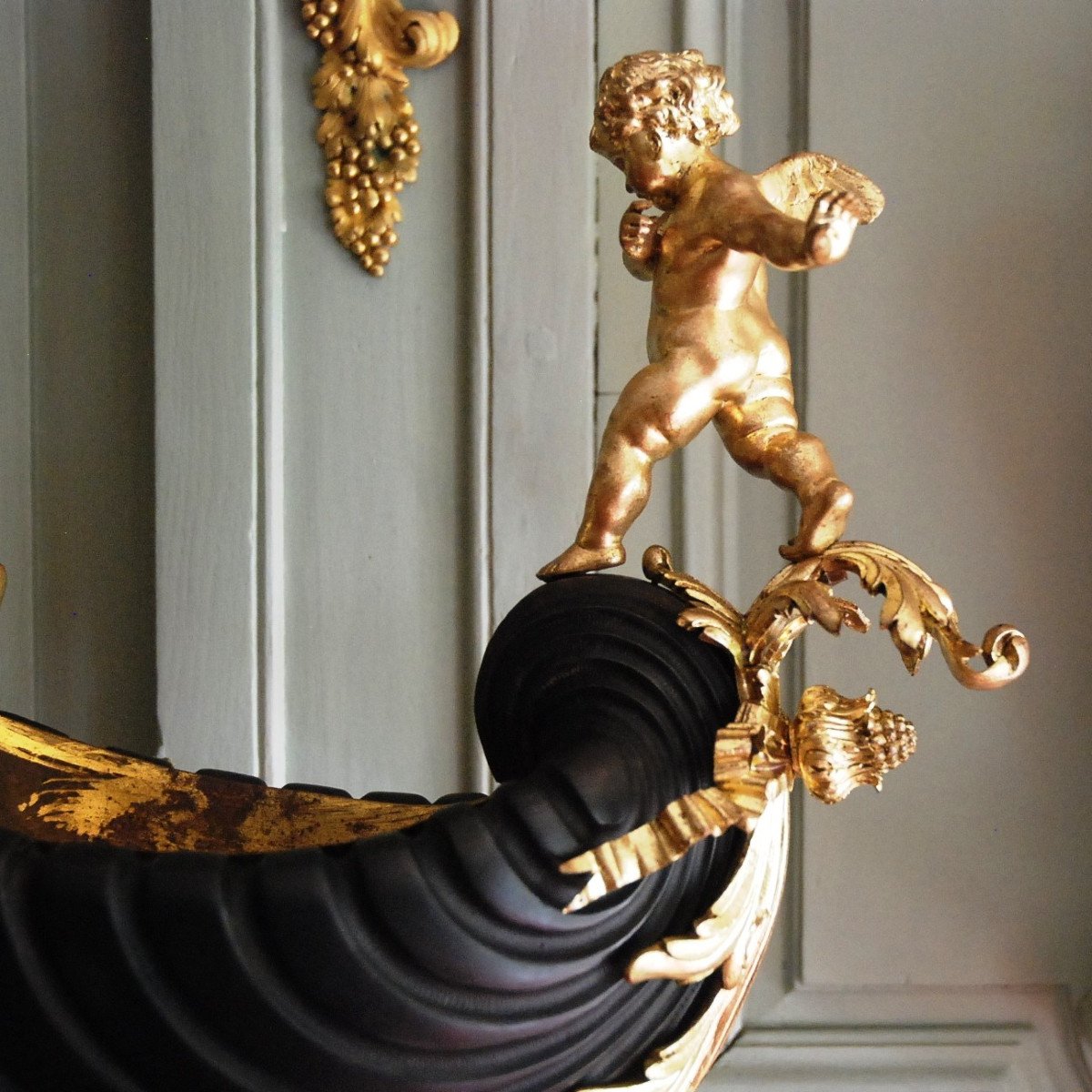 Nef ou  jardinière coupe , centre de table en bronze doré & patiné. Attribué à Gustave Doré-photo-4
