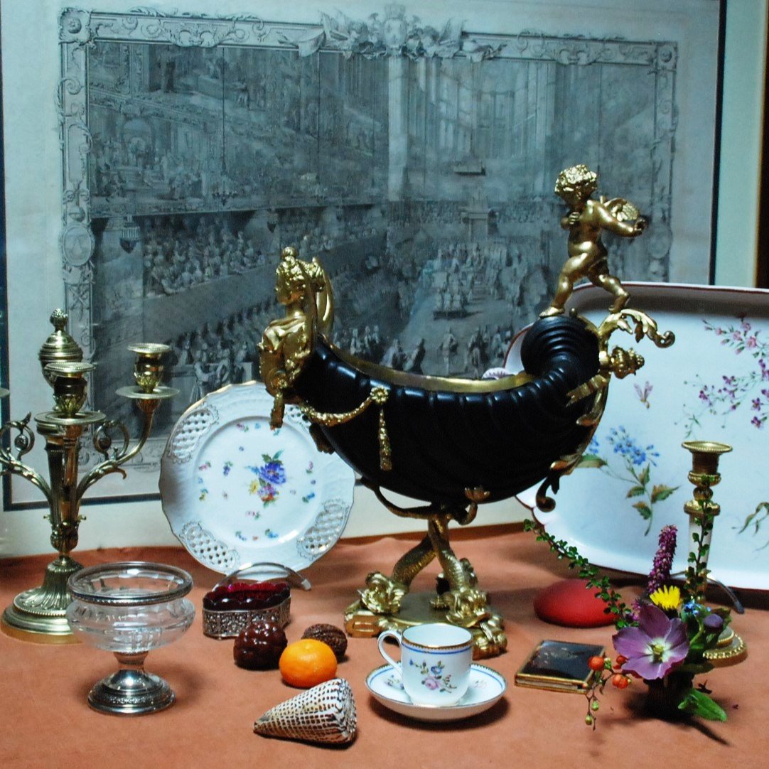 Nef ou  jardinière coupe , centre de table en bronze doré & patiné. Attribué à Gustave Doré-photo-6