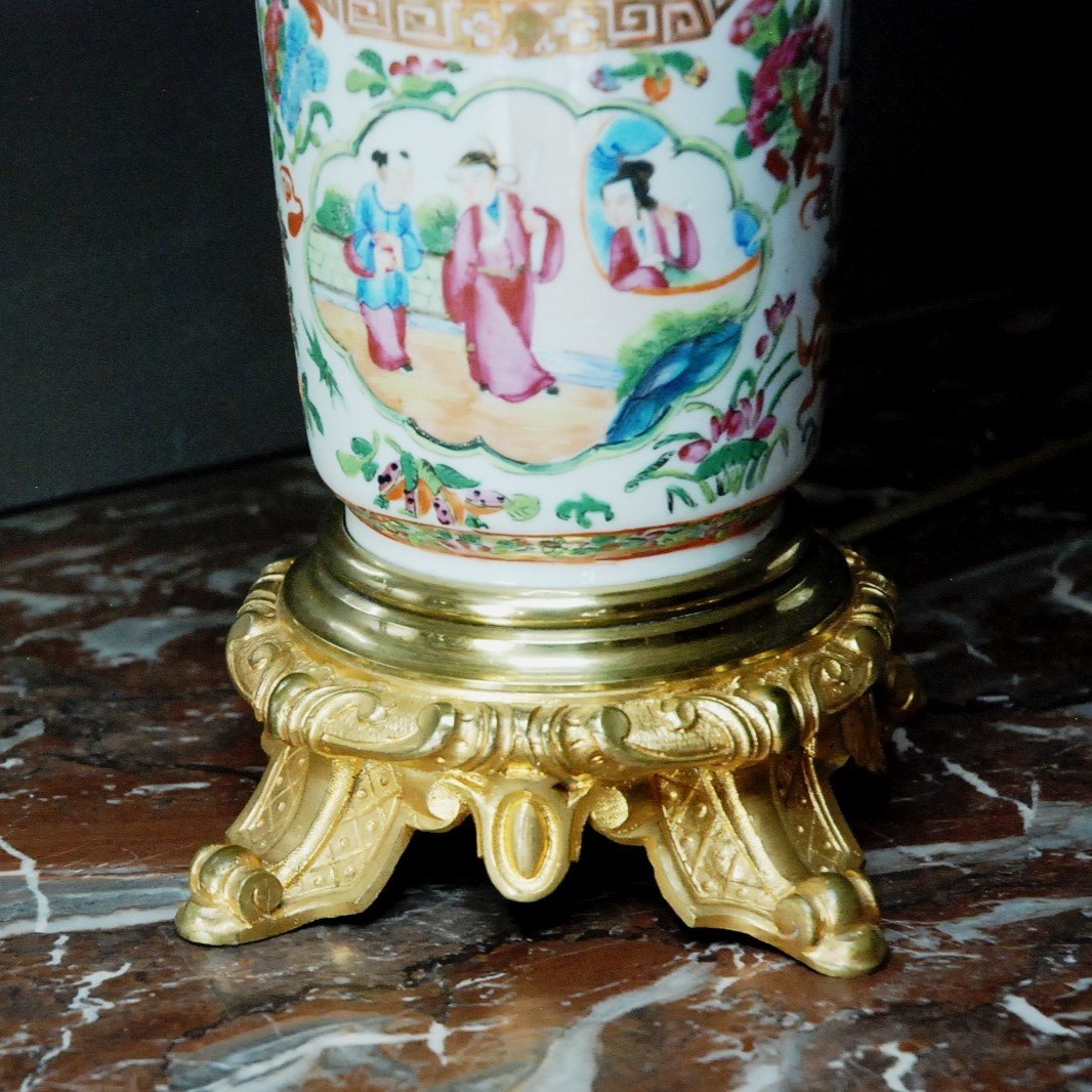 Lamp - 19th Century Canton Porcelain Vase-photo-2