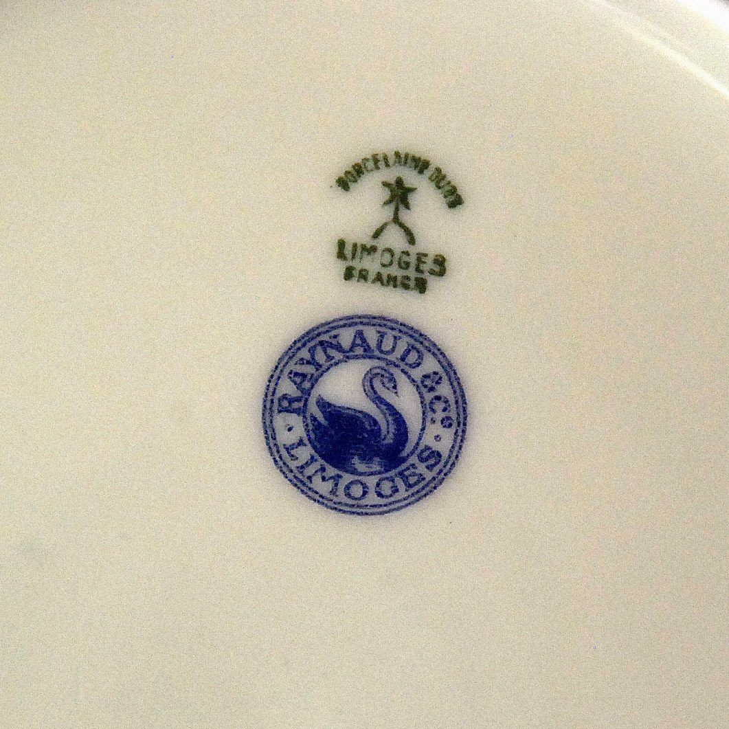 Limoges Porcelain Dessert Service, Stamped By Raynaud & Cie-photo-4