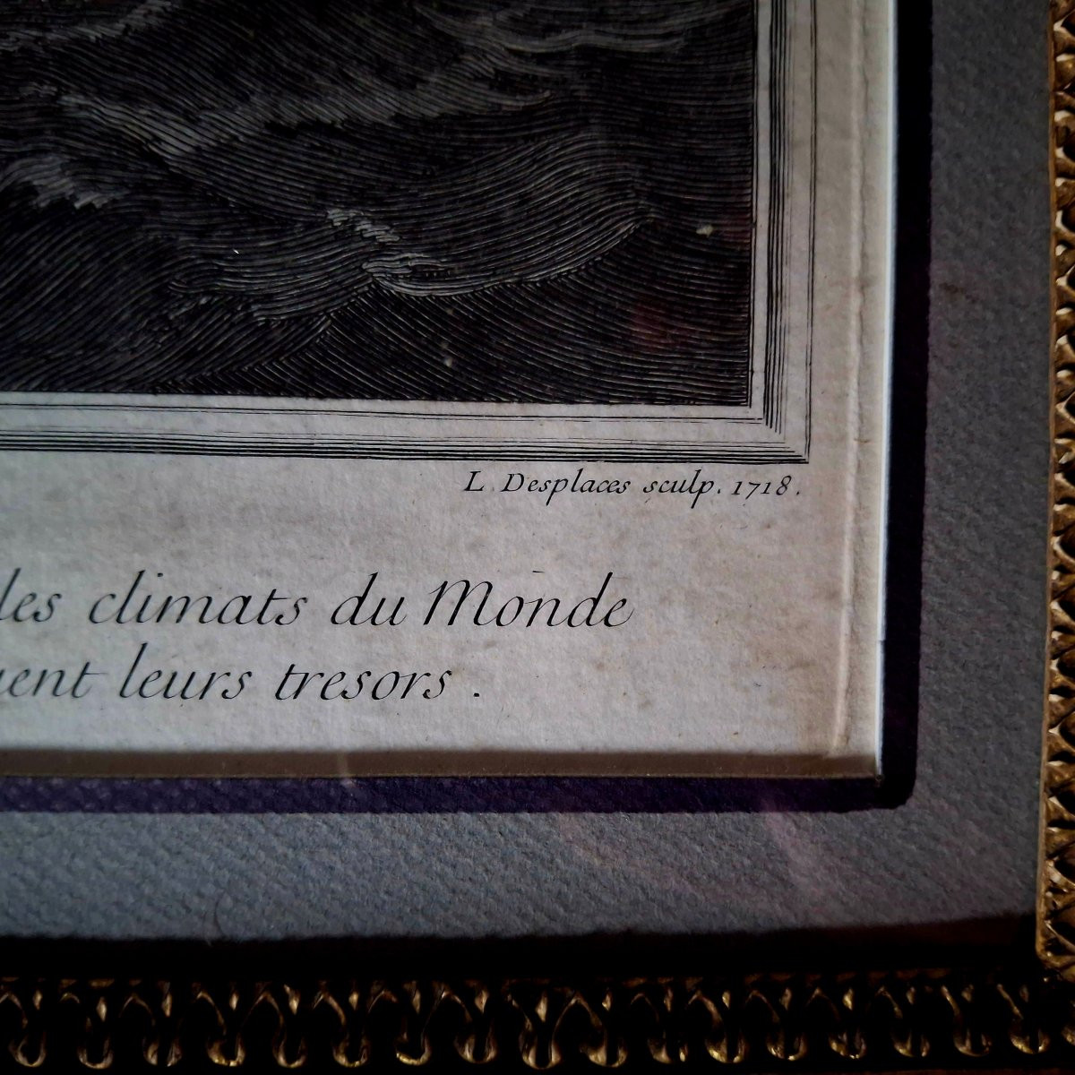 Gravure '' L'EAU '' ( Le triomphe de Neptune et d'Amphitrite) 1718 Louis de Boullogne-photo-2