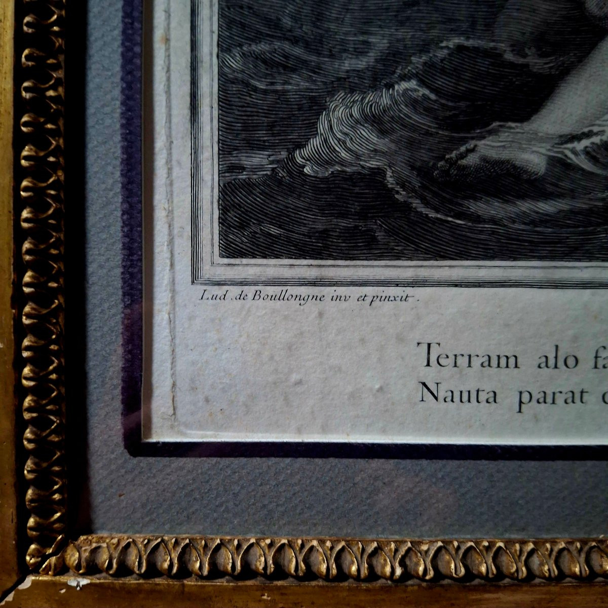 Gravure '' L'EAU '' ( Le triomphe de Neptune et d'Amphitrite) 1718 Louis de Boullogne-photo-3