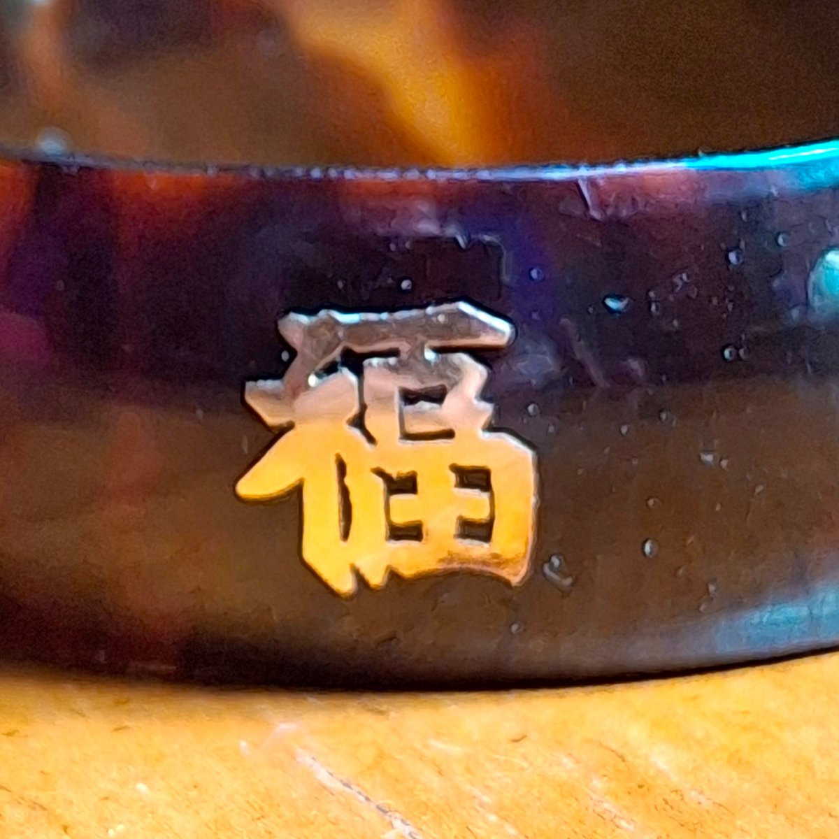 Large Antique Tortoiseshell Bangle Bracelet-photo-3