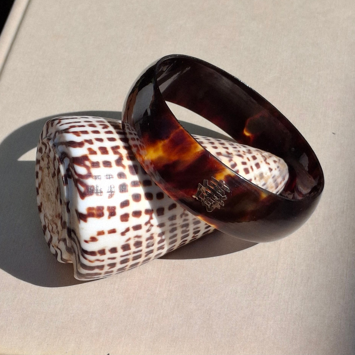 Large Antique Tortoiseshell Bangle Bracelet
