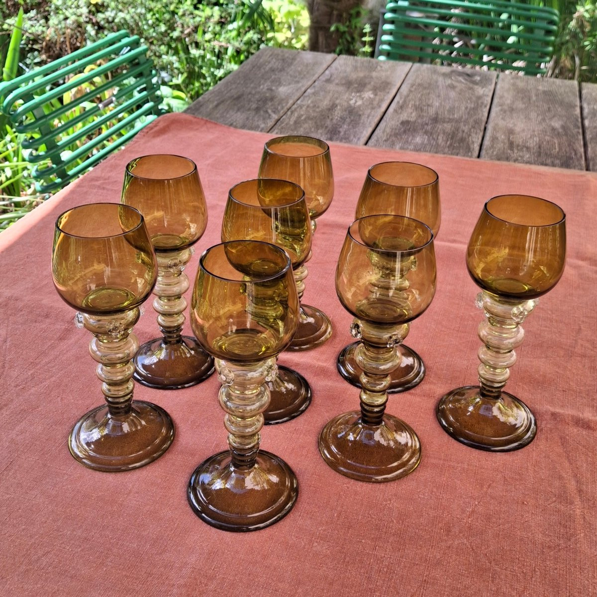 Suite de huit verres roemer en cristal  ''verre de forêt''   Theresienthal -photo-2
