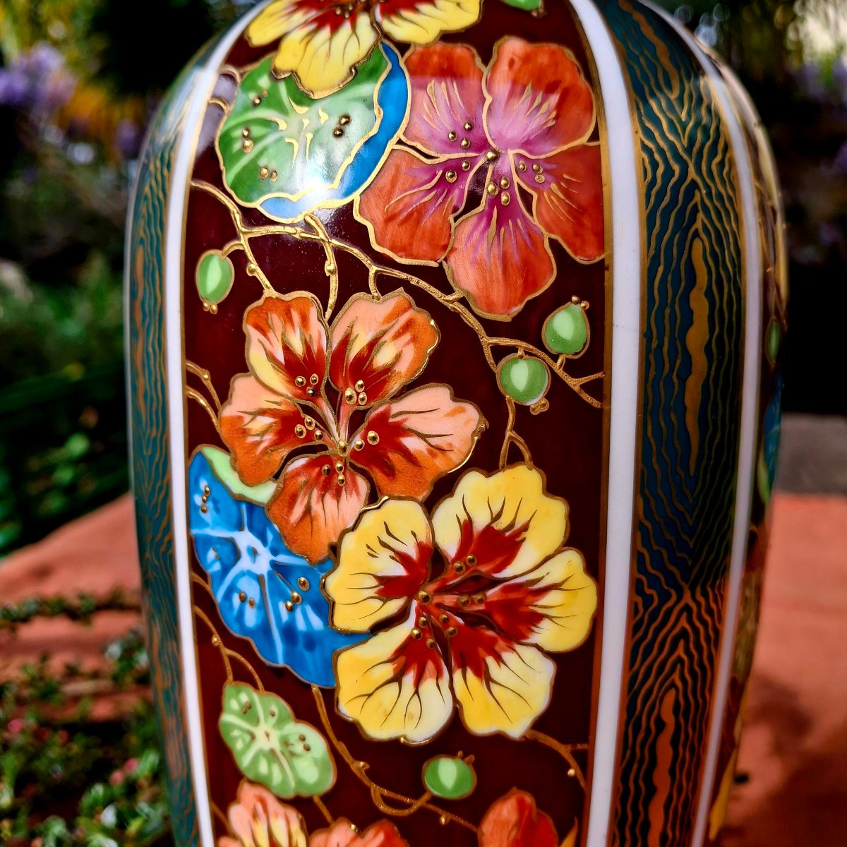 Large Baluster Vase Forming A Soliflor Art Deco Period Limoges Bernardaud Porcelain-photo-3