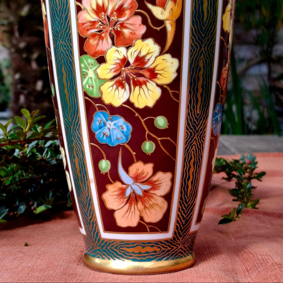 Large Baluster Vase Forming A Soliflor Art Deco Period Limoges Bernardaud Porcelain-photo-4