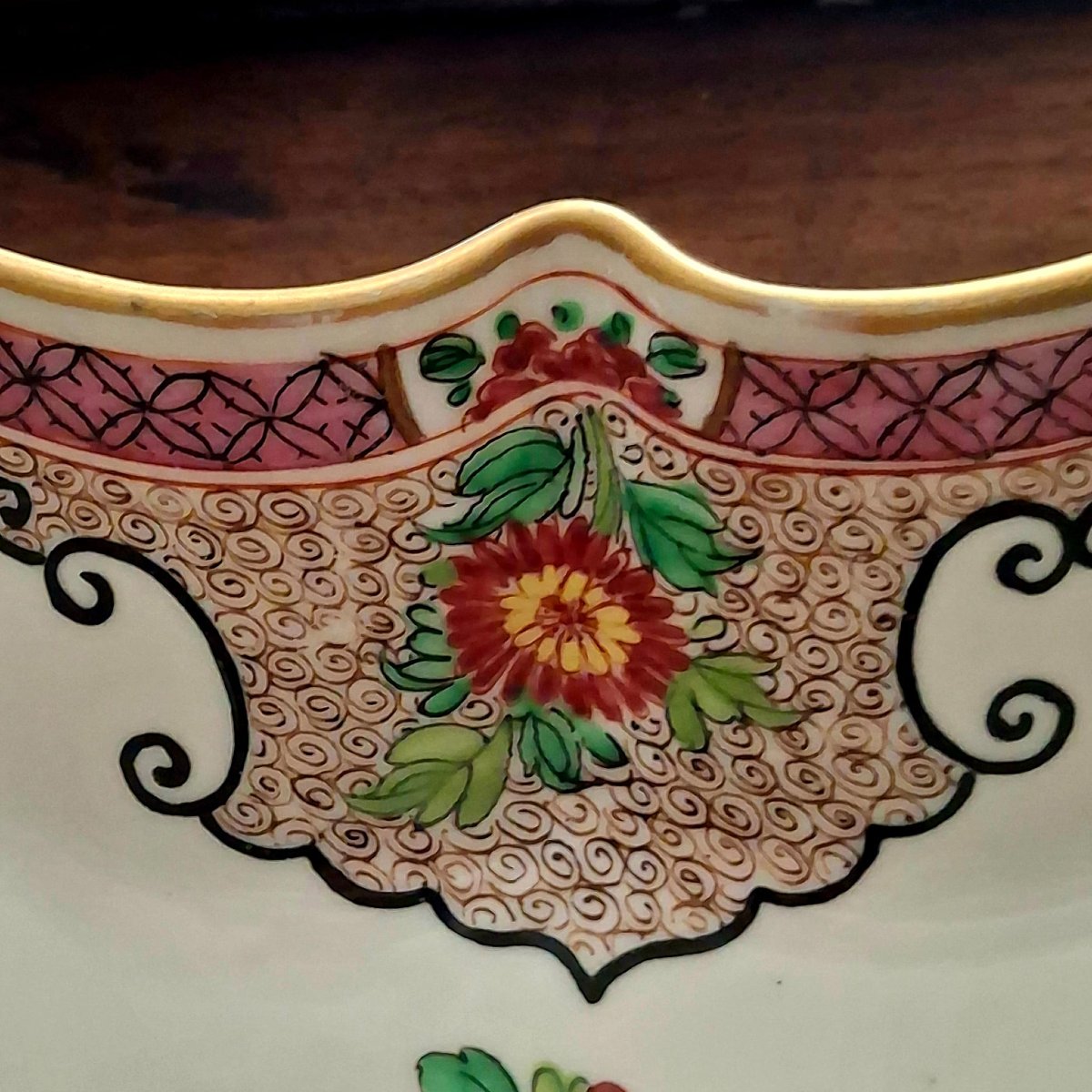 Plat  creux rectangulaire en porcelaine par Samson-photo-2