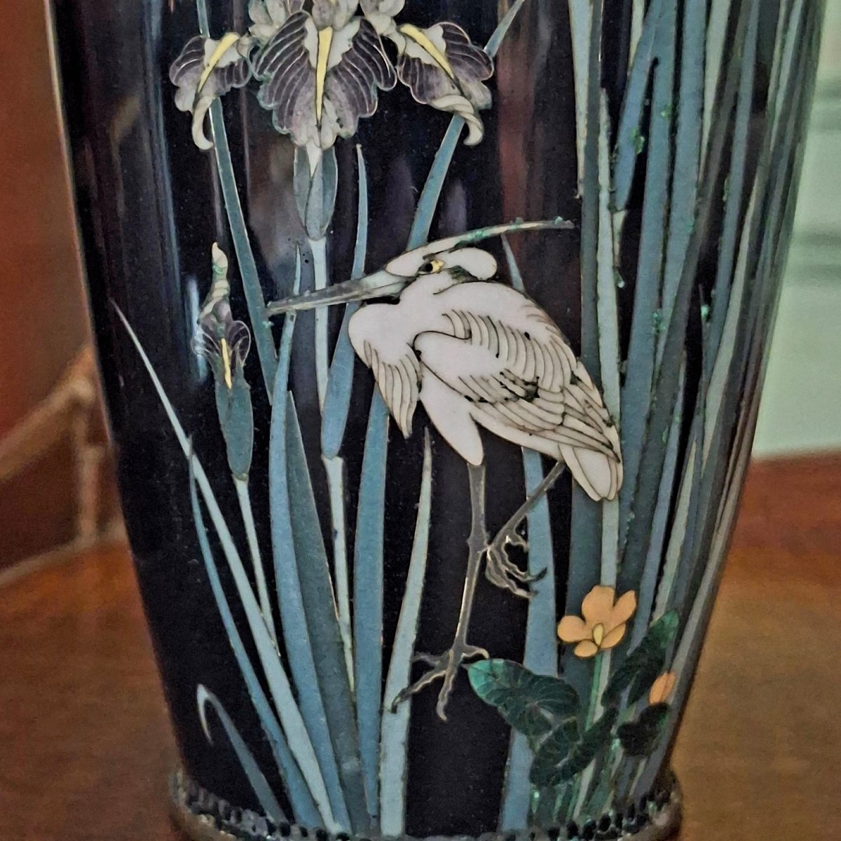 Vase japonais en émail cloisonné appelé SHIPPO-YAKI,-photo-3