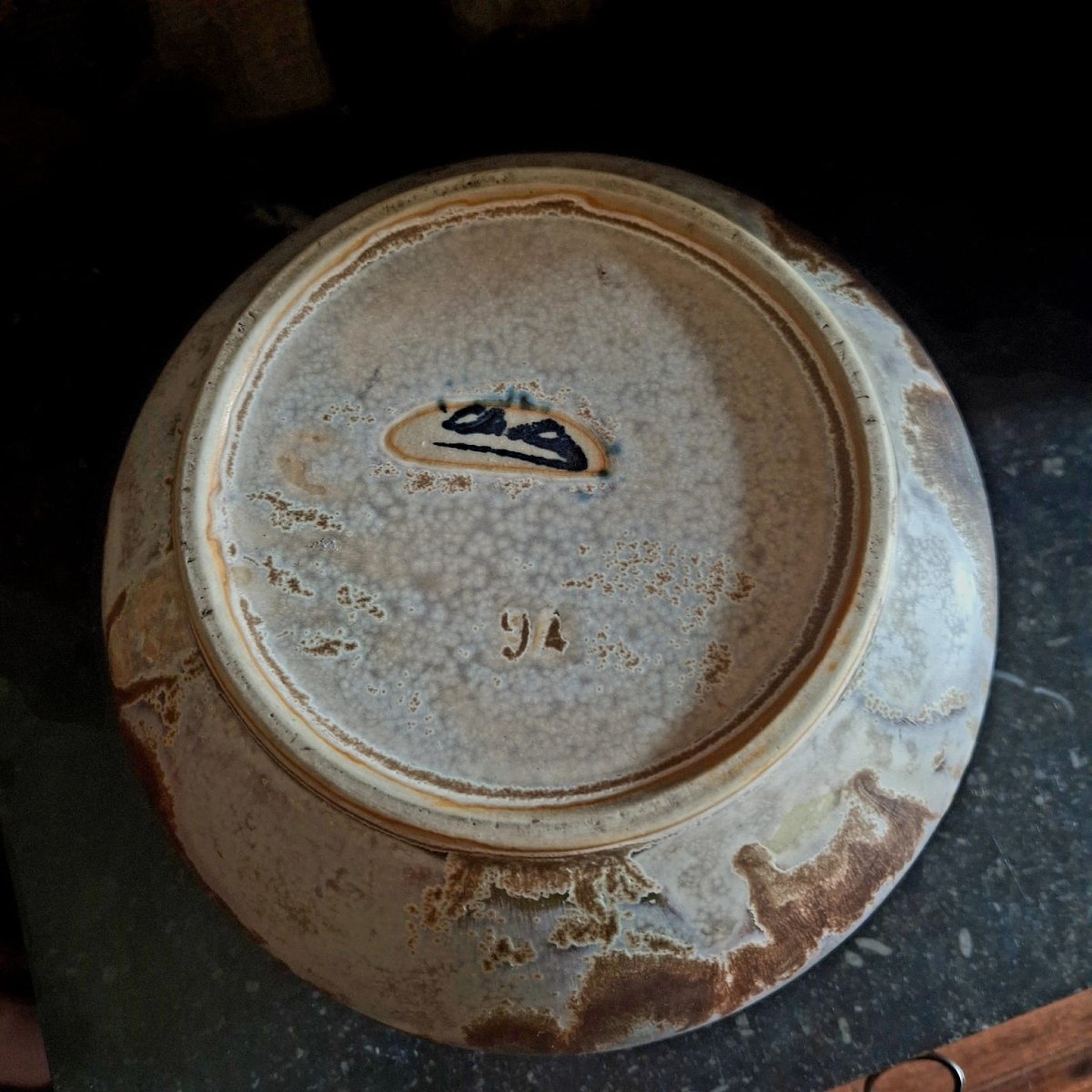 Bulbous Vase Made Of Flamed Stoneware, Signed Denbac-photo-4
