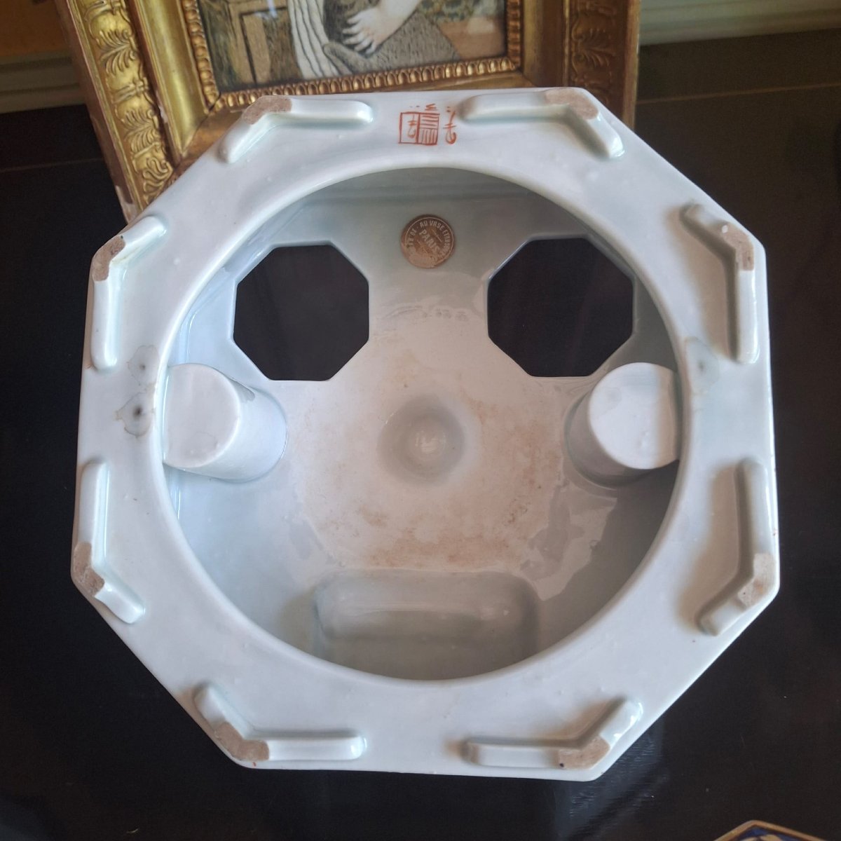 Grand encrier de bureau en porcelaine par Samson-photo-6