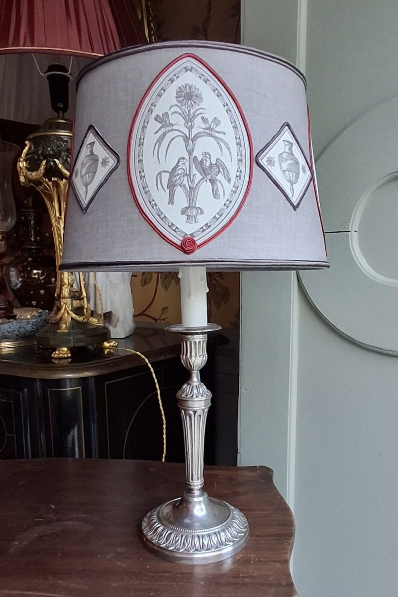 Silver-plated Brass Candlestick From The Late Louis XVI Period, Converted Into A Lamp-photo-7