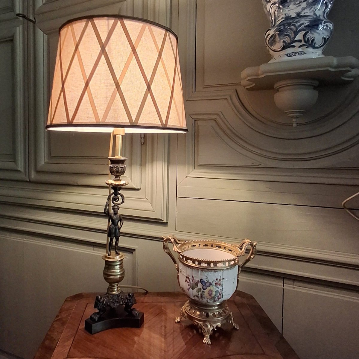 Bougeoir d'époque Restauration monté en lampe      Henri IV -photo-2