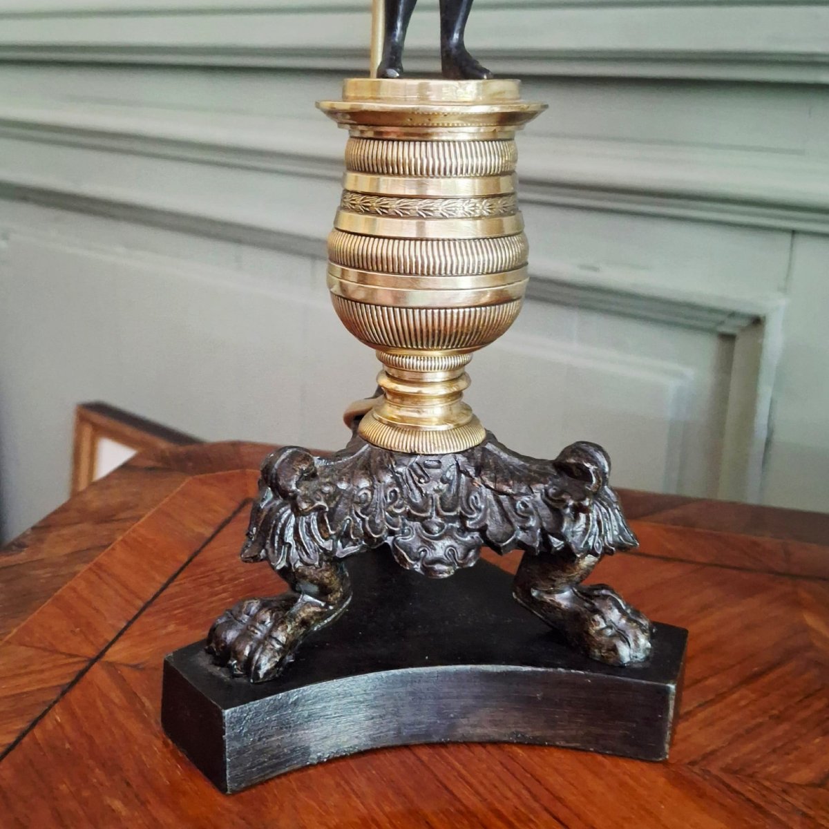 Bougeoir d'époque Restauration monté en lampe      Henri IV -photo-3