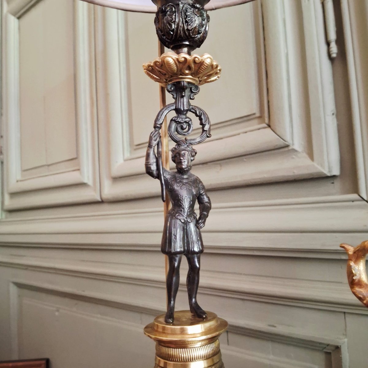 Bougeoir d'époque Restauration monté en lampe      Henri IV -photo-4