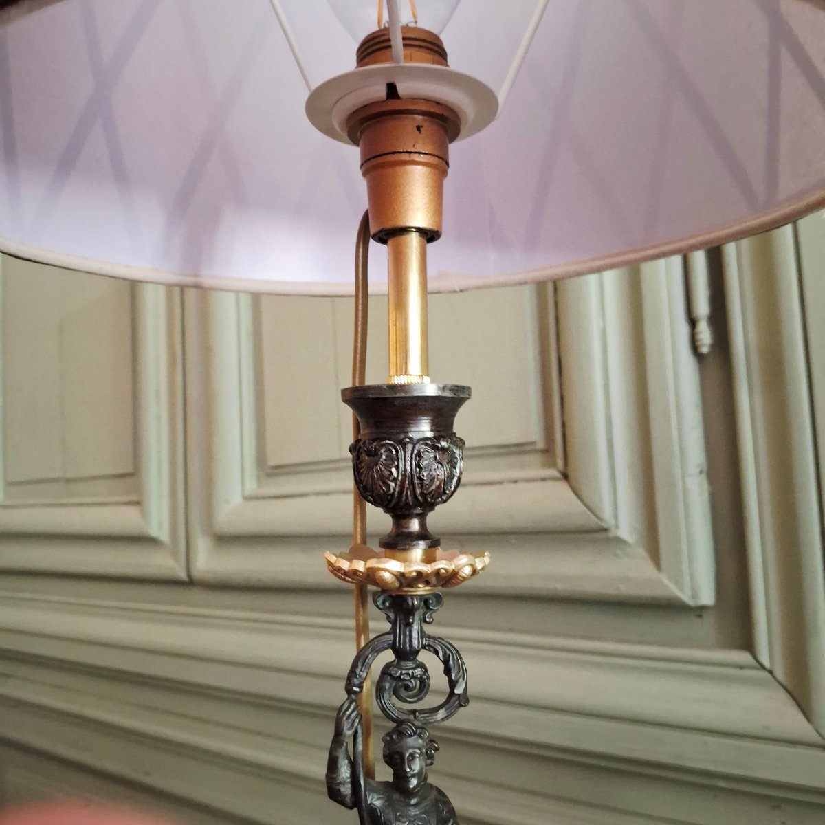 Bougeoir d'époque Restauration monté en lampe      Henri IV -photo-1