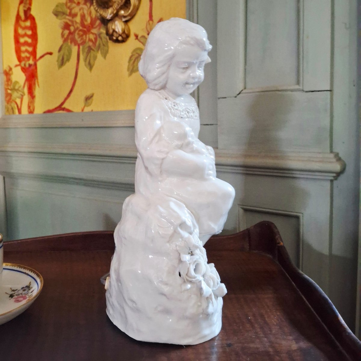 Lampe veilleuse en fine porcelaine blanche  Umberto Onesto   manufacture Capodimonte à Naples.-photo-2
