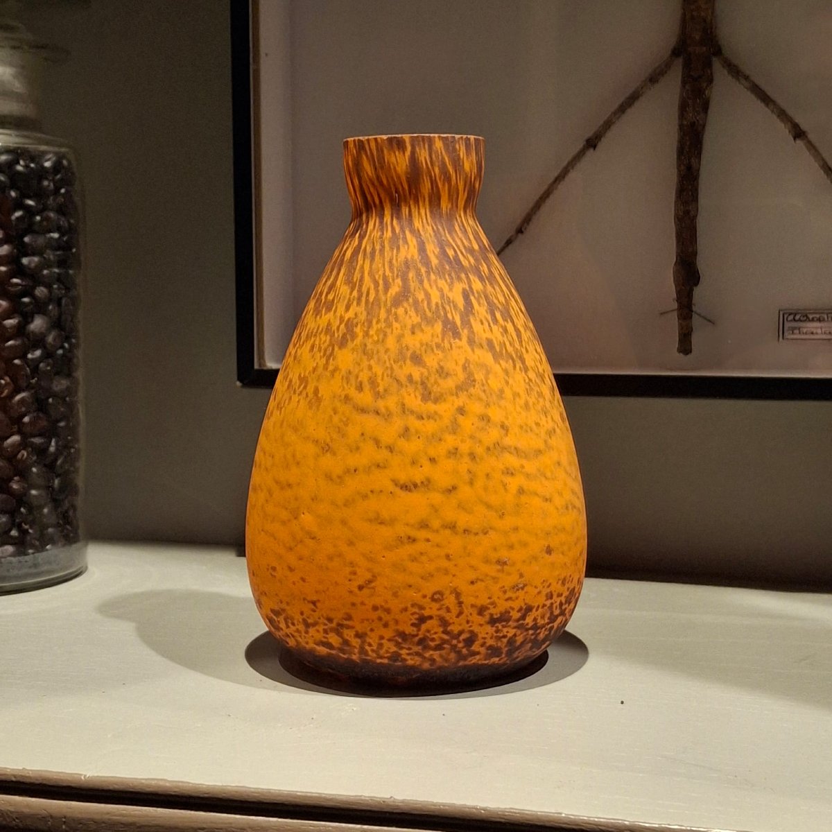 Glass Paste Vase Attributed To    A. Delatte, Nancy (orange)-photo-2