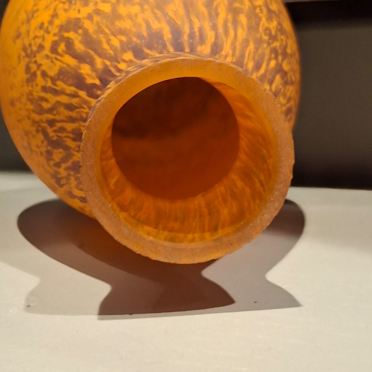 Glass Paste Vase Attributed To    A. Delatte, Nancy (orange)-photo-4